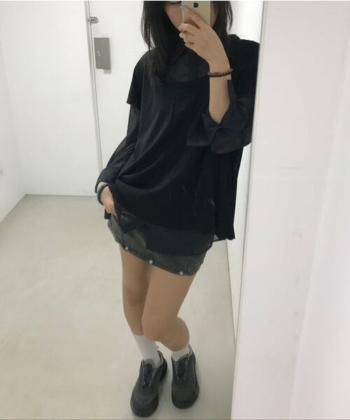 OJOS(オホス)の「Graphic Sheer Shirts / Black(シャツ/ブラウス・レディース・その他・OS)」の6枚目の写真