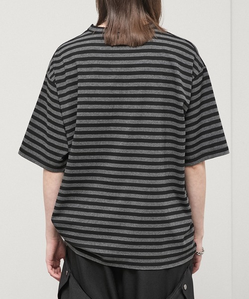 Alfred Alex（アルフレッドアレックス）の「【Alfred Alex】Slub Border Basic Tee / スラブボーダー ベーシックTシャツ（Tシャツ/カットソー・メンズ・ブラック系/ワインレッド/ライトグレー/ブラック・M/L）」の6枚目の写真