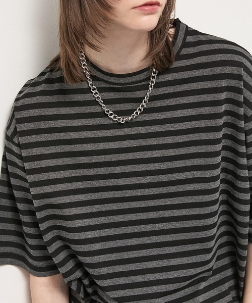Alfred Alex（アルフレッドアレックス）の「【Alfred Alex】Slub Border Basic Tee / スラブボーダー ベーシックTシャツ（Tシャツ/カットソー・メンズ・ブラック系/ワインレッド/ライトグレー/ブラック・M/L）」の7枚目の写真