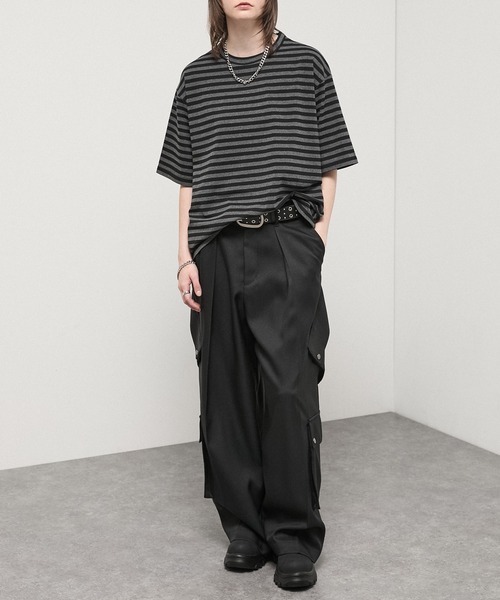 Alfred Alex（アルフレッドアレックス）の「【Alfred Alex】Slub Border Basic Tee / スラブボーダー ベーシックTシャツ（Tシャツ/カットソー・メンズ・ブラック系/ワインレッド/ライトグレー/ブラック・M/L）」の10枚目の写真