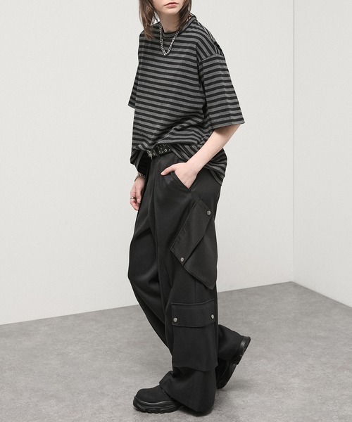 Alfred Alex（アルフレッドアレックス）の「【Alfred Alex】Slub Border Basic Tee / スラブボーダー ベーシックTシャツ（Tシャツ/カットソー・メンズ・ブラック系/ワインレッド/ライトグレー/ブラック・M/L）」の11枚目の写真