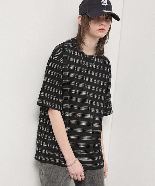 Alfred Alex（アルフレッドアレックス）の「【Alfred Alex】Slub Border Basic Tee / スラブボーダー ベーシックTシャツ（Tシャツ/カットソー・メンズ・ブラック系/ワインレッド/ライトグレー/ブラック・M/L）」の16枚目の写真