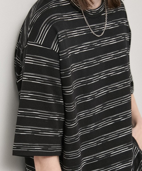 Alfred Alex（アルフレッドアレックス）の「【Alfred Alex】Slub Border Basic Tee / スラブボーダー ベーシックTシャツ（Tシャツ/カットソー・メンズ・ブラック系/ワインレッド/ライトグレー/ブラック・M/L）」の20枚目の写真