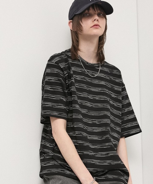 Alfred Alex（アルフレッドアレックス）の「【Alfred Alex】Slub Border Basic Tee / スラブボーダー ベーシックTシャツ（Tシャツ/カットソー・メンズ・ブラック系/ワインレッド/ライトグレー/ブラック・M/L）」の22枚目の写真