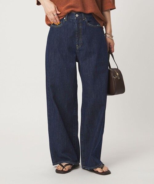 green label relaxing（グリーンレーベルリラクシング）の「［size SHORT/TALLあり］ワイド デニム パンツ（デニムパンツ・レディース・ダークブラウン/ベージュ/ネイビー/コバルトブルー・SHORT/34/36/38/40/TALL）」の3枚目の写真