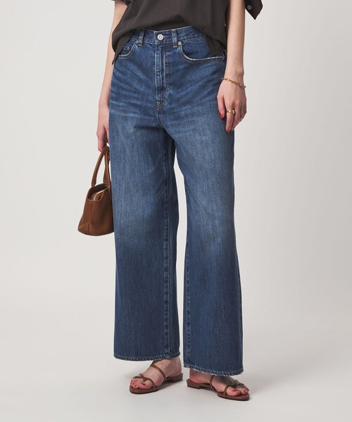 green label relaxing（グリーンレーベルリラクシング）の「［size SHORT/TALLあり］ワイド デニム パンツ（デニムパンツ・レディース・ダークブラウン/ベージュ/ネイビー/コバルトブルー・SHORT/34/36/38/40/TALL）」の4枚目の写真