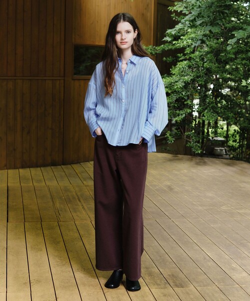 green label relaxing（グリーンレーベルリラクシング）の「［size SHORT/TALLあり］ワイド デニム パンツ（デニムパンツ・レディース・ダークブラウン/ベージュ/ネイビー/コバルトブルー・SHORT/34/36/38/40/TALL）」の5枚目の写真