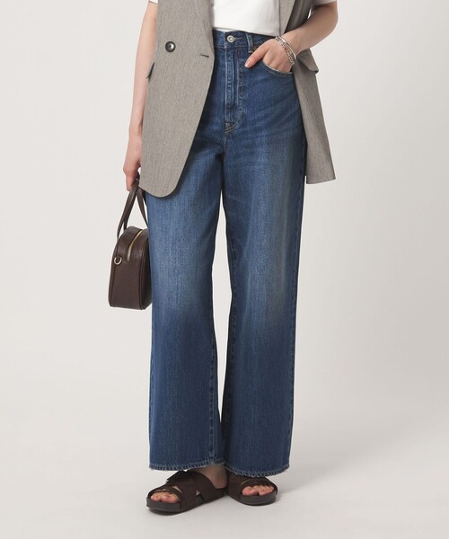 green label relaxing（グリーンレーベルリラクシング）の「［size SHORT/TALLあり］ワイド デニム パンツ（デニムパンツ・レディース・ダークブラウン/ベージュ/ネイビー/コバルトブルー・SHORT/34/36/38/40/TALL）」の10枚目の写真