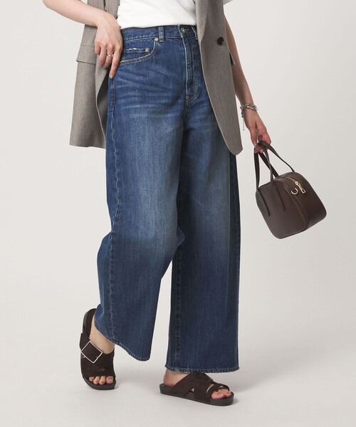green label relaxing（グリーンレーベルリラクシング）の「［size SHORT/TALLあり］ワイド デニム パンツ（デニムパンツ・レディース・ダークブラウン/ベージュ/ネイビー/コバルトブルー・SHORT/34/36/38/40/TALL）」の12枚目の写真