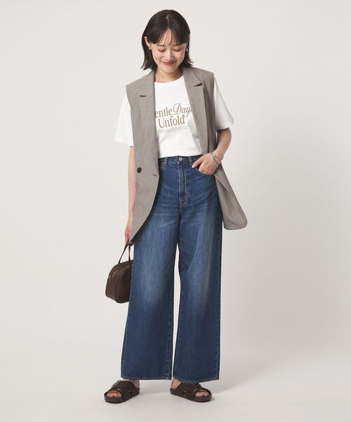 green label relaxing（グリーンレーベルリラクシング）の「［size SHORT/TALLあり］ワイド デニム パンツ（デニムパンツ・レディース・ダークブラウン/ベージュ/ネイビー/コバルトブルー・SHORT/34/36/38/40/TALL）」の13枚目の写真