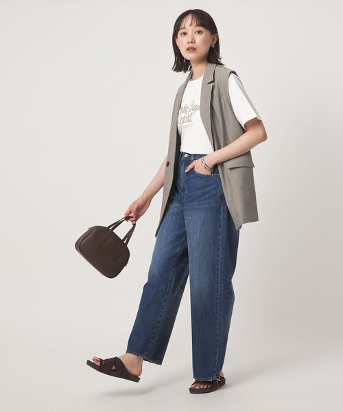 green label relaxing（グリーンレーベルリラクシング）の「［size SHORT/TALLあり］ワイド デニム パンツ（デニムパンツ・レディース・ダークブラウン/ベージュ/ネイビー/コバルトブルー・SHORT/34/36/38/40/TALL）」の14枚目の写真