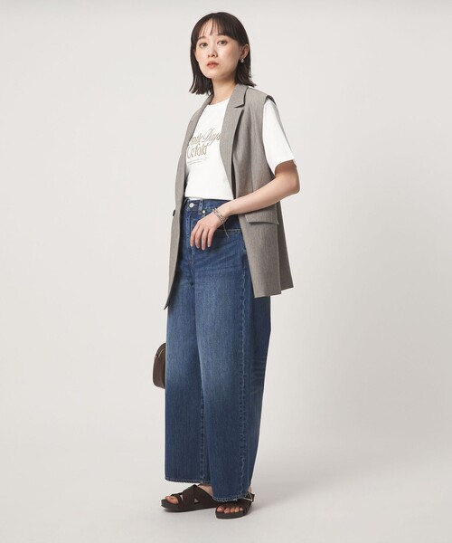 green label relaxing（グリーンレーベルリラクシング）の「［size SHORT/TALLあり］ワイド デニム パンツ（デニムパンツ・レディース・ダークブラウン/ベージュ/ネイビー/コバルトブルー・SHORT/34/36/38/40/TALL）」の15枚目の写真