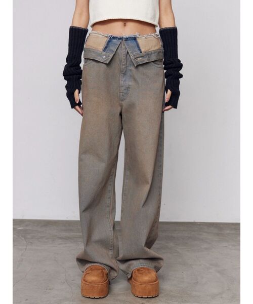 EMODA（エモダ）の「フォールドベルトルーズジーンズ（デニムパンツ・レディース・ブラウン/ブラック/ブルー・SMALL/MEDIUM）」の8枚目の写真