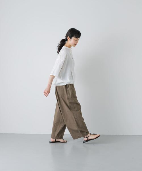 かぐれ(カグレ)の「コットンリネンポケットプルオーバー(シャツ/ブラウス・レディース・ブラック/オフホワイト・FREE)」の9枚目の写真