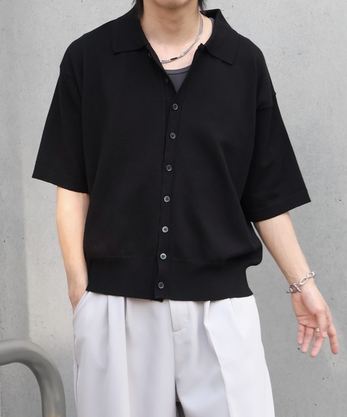 welise(ウェライズ)の「【welise/ウェライズ】サマーニットスムース メニーボタン ハーフスリーブ コンパクト ニットシャツ(シャツ/ブラウス・メンズ・ホワイト/ネイビー/ブラック/グレー/チャコールグレー・S/M/L)」の1枚目の写真