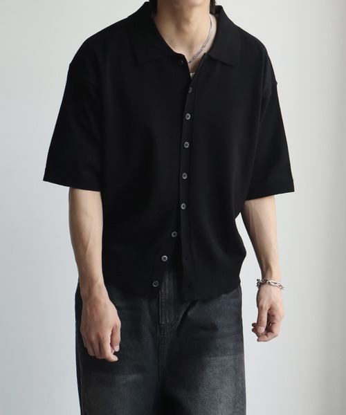 welise(ウェライズ)の「【welise/ウェライズ】サマーニットスムース メニーボタン ハーフスリーブ コンパクト ニットシャツ(シャツ/ブラウス・メンズ・ホワイト/ネイビー/ブラック/グレー/チャコールグレー・S/M/L)」の14枚目の写真