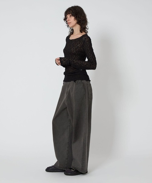 ASTRAET(アストラット)の「ASU COL/DNM BIGBALLOON(デニムパンツ・メンズ・ダークグレー・3/1)」の6枚目の写真