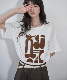 フロッキープリントハーフスリーブTシャツ