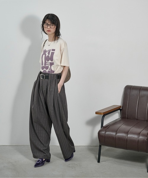 THE YOn(ザヨン)の「フロッキープリントハーフスリーブTシャツ(Tシャツ/カットソー・レディース・ブラウン/アイボリー/オフホワイト・FREE)」の17枚目の写真