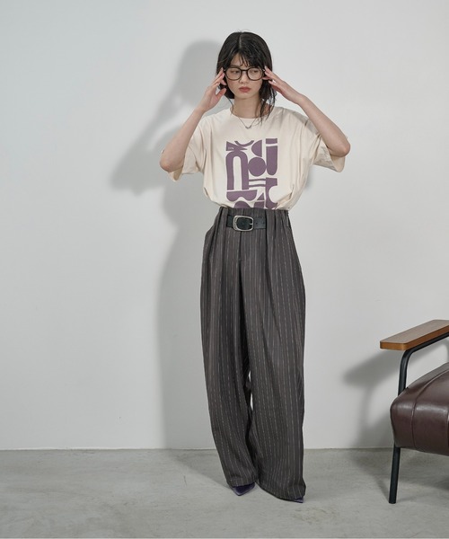 THE YOn(ザヨン)の「フロッキープリントハーフスリーブTシャツ(Tシャツ/カットソー・レディース・ブラウン/アイボリー/オフホワイト・FREE)」の21枚目の写真