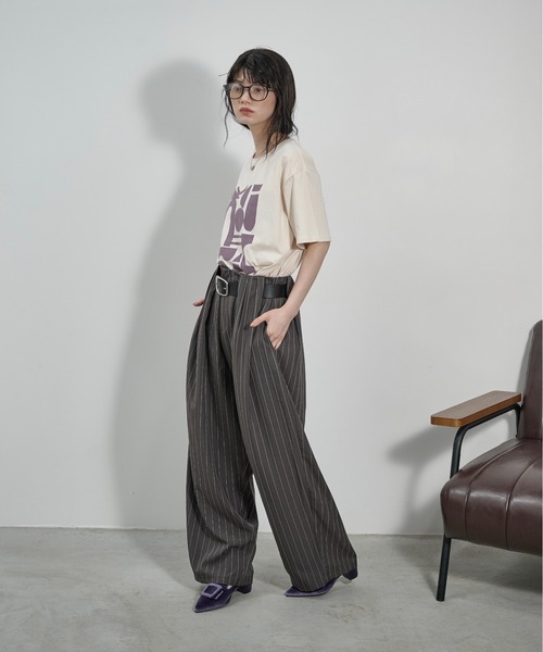 THE YOn(ザヨン)の「フロッキープリントハーフスリーブTシャツ(Tシャツ/カットソー・レディース・ブラウン/アイボリー/オフホワイト・FREE)」の22枚目の写真