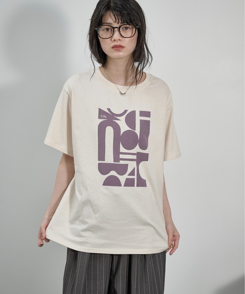 THE YOn(ザヨン)の「フロッキープリントハーフスリーブTシャツ(Tシャツ/カットソー・レディース・ブラウン/アイボリー/オフホワイト・FREE)」の13枚目の写真