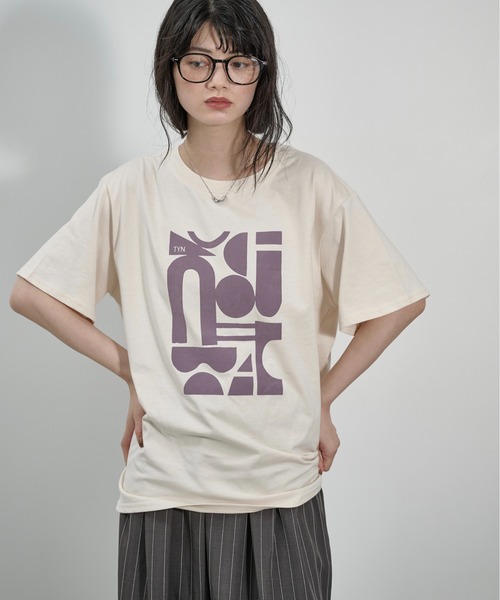 THE YOn(ザヨン)の「フロッキープリントハーフスリーブTシャツ(Tシャツ/カットソー・レディース・ブラウン/アイボリー/オフホワイト・FREE)」の14枚目の写真