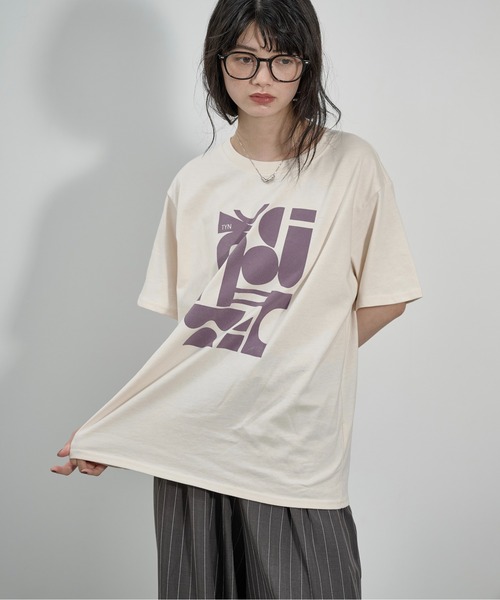 THE YOn(ザヨン)の「フロッキープリントハーフスリーブTシャツ(Tシャツ/カットソー・レディース・ブラウン/アイボリー/オフホワイト・FREE)」の15枚目の写真