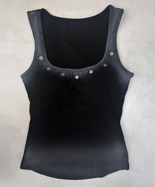 VIBGYOR(ヴィブジョー)の「カップ付き スプレー加工 ハトメ付きタンクトップ(CZ)(タンクトップ・レディース・ホワイト系その他/ブラック系・FREE)」の14枚目の写真