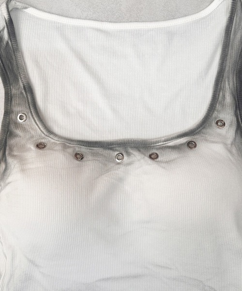 VIBGYOR(ヴィブジョー)の「カップ付き スプレー加工 ハトメ付きタンクトップ(CZ)(タンクトップ・レディース・ホワイト系その他/ブラック系・FREE)」の18枚目の写真