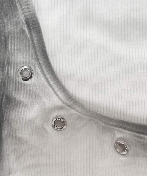 VIBGYOR(ヴィブジョー)の「カップ付き スプレー加工 ハトメ付きタンクトップ(CZ)(タンクトップ・レディース・ホワイト系その他/ブラック系・FREE)」の19枚目の写真