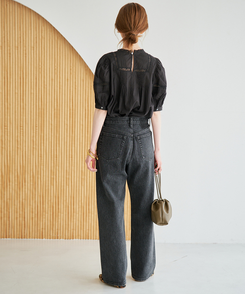 SLOBE IENA(スローブイエナ)の「《4サイズ展開/追加》LE DENIM ストレートデニムパンツ(デニムパンツ・レディース・ブラック/サックスブルー・36/38/40/34)」の4枚目の写真