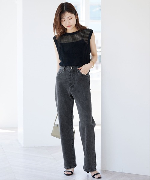 SLOBE IENA(スローブイエナ)の「《4サイズ展開/追加》LE DENIM ストレートデニムパンツ(デニムパンツ・レディース・ブラック/サックスブルー・36/38/40/34)」の9枚目の写真