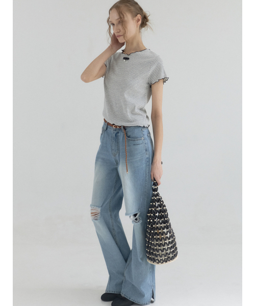 Sorry,Too Much Love(ソーリートゥーマッチラブ)の「Paris Morning Stripe Top_Gray(Tシャツ/カットソー・レディース・その他・FREE)」の2枚目の写真