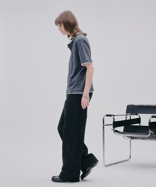 SELLE GLANT（セレグランテ）の「LAYERED HENLEY NECK SLUB T-SHIRT/レイヤードスタイルヘンリーネックスラブTシャツ（Tシャツ/カットソー・メンズ・ブラック系その他/ネイビー/ダークブラウン/ブラック・SMALL/MEDIUM/LARGE）」の17枚目の写真