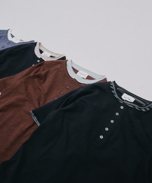 SELLE GLANT（セレグランテ）の「LAYERED HENLEY NECK SLUB T-SHIRT/レイヤードスタイルヘンリーネックスラブTシャツ（Tシャツ/カットソー・メンズ・ブラック系その他/ネイビー/ダークブラウン/ブラック・SMALL/MEDIUM/LARGE）」の13枚目の写真