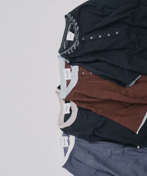 SELLE GLANT（セレグランテ）の「LAYERED HENLEY NECK SLUB T-SHIRT/レイヤードスタイルヘンリーネックスラブTシャツ（Tシャツ/カットソー・メンズ・ブラック系その他/ネイビー/ダークブラウン/ブラック・SMALL/MEDIUM/LARGE）」の12枚目の写真