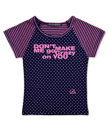 ドットストライプレタリングショートスリーブ_パープル