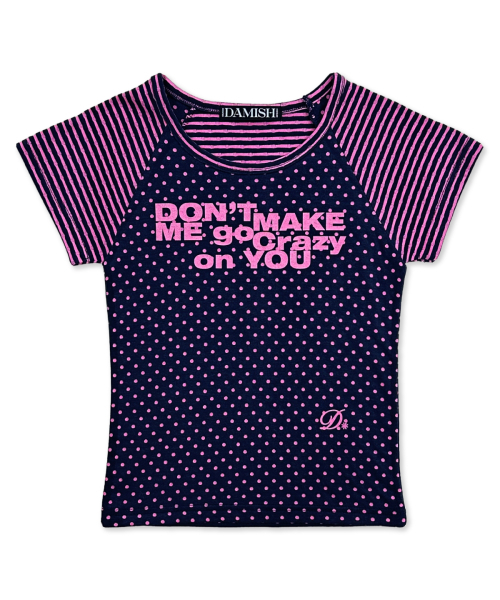 DAMISH(ダミシュ)の「ドットストライプレタリングショートスリーブ_パープル(Tシャツ/カットソー・レディース・パープル・OS)」の1枚目の写真