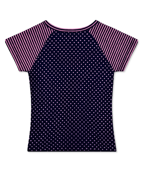 DAMISH(ダミシュ)の「ドットストライプレタリングショートスリーブ_パープル(Tシャツ/カットソー・レディース・パープル・OS)」の3枚目の写真
