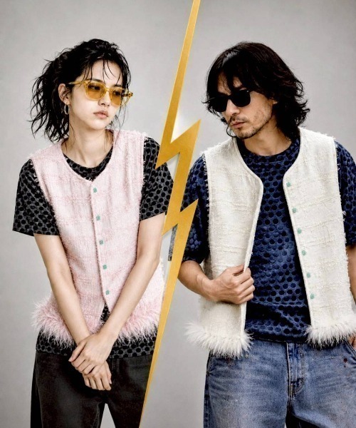 KAMINARI_TOKIO（カミナリトキオ）の「カラーボタンフリンジベスト（ベスト・レディース・ピンク/アイボリー・FREE）」の19枚目の写真