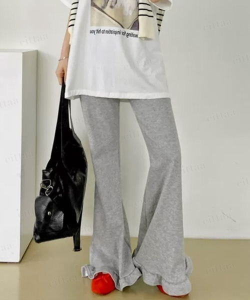 Dalfwin（ダールフィン）の「韓国ファッション 裾フリルフレアパンツ（その他パンツ・レディース・ブラック/グレー・FREE）」の10枚目の写真