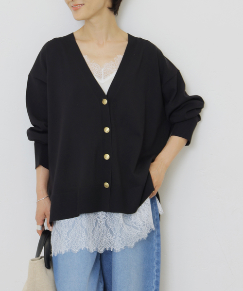 JOURNAL STANDARD relume（ジャーナルスタンダード　レリューム）の「［手洗い可］ウォッシャブルメタルボタンVネックカーディガン（カーディガン/ボレロ・レディース・ブラック/ブラウン・FREE）」の7枚目の写真