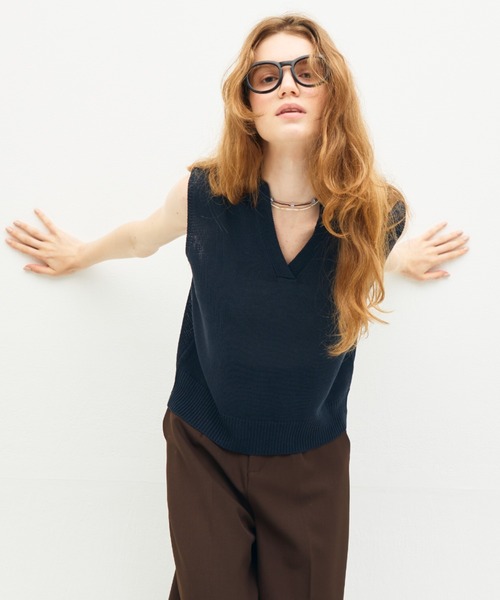 full/fill.(フルフィル)の「sleeve less skipper knit / スリーブレススキッパーニット(ニット/セーター・レディース・ネイビー/アイボリー・FREE)」の20枚目の写真