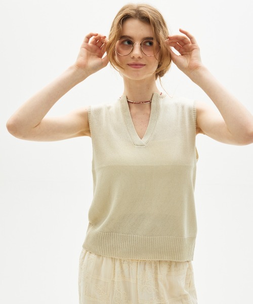 full/fill.(フルフィル)の「sleeve less skipper knit / スリーブレススキッパーニット(ニット/セーター・レディース・ネイビー/アイボリー・FREE)」の6枚目の写真