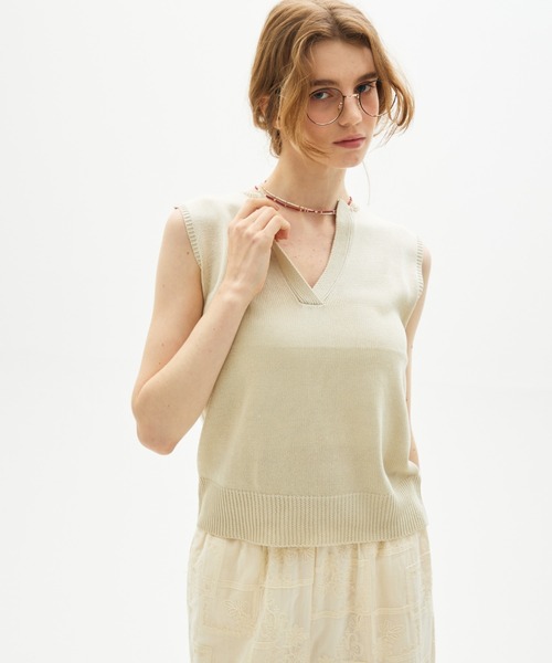 full/fill.(フルフィル)の「sleeve less skipper knit / スリーブレススキッパーニット(ニット/セーター・レディース・ネイビー/アイボリー・FREE)」の7枚目の写真
