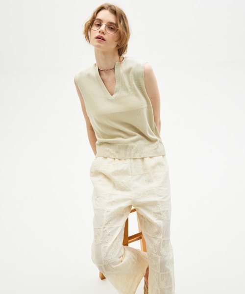 full/fill.(フルフィル)の「sleeve less skipper knit / スリーブレススキッパーニット(ニット/セーター・レディース・ネイビー/アイボリー・FREE)」の9枚目の写真