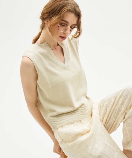 full/fill.(フルフィル)の「sleeve less skipper knit / スリーブレススキッパーニット(ニット/セーター・レディース・ネイビー/アイボリー・FREE)」の12枚目の写真