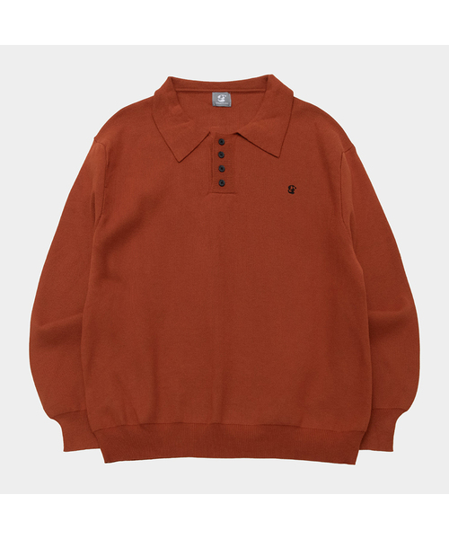 SOMEPLACE MAN(サムプレイス・マン)の「ベーシックラグビーシングルカラーソフトニットマンツーマンTシャツ_3COLOR(Tシャツ/カットソー・メンズ・オレンジ/ライトグレー/ブラック・FREE)」の1枚目の写真