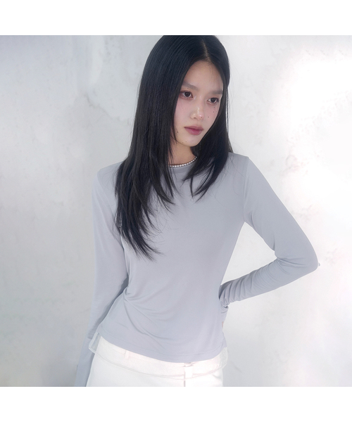Vivacious(ビバシャス)の「ル シースルーレイヤードスパンT_3Colors(Tシャツ/カットソー・レディース・ライトグレー/チャコールグレー/ブルー・MEDIUM/SMALL)」の3枚目の写真